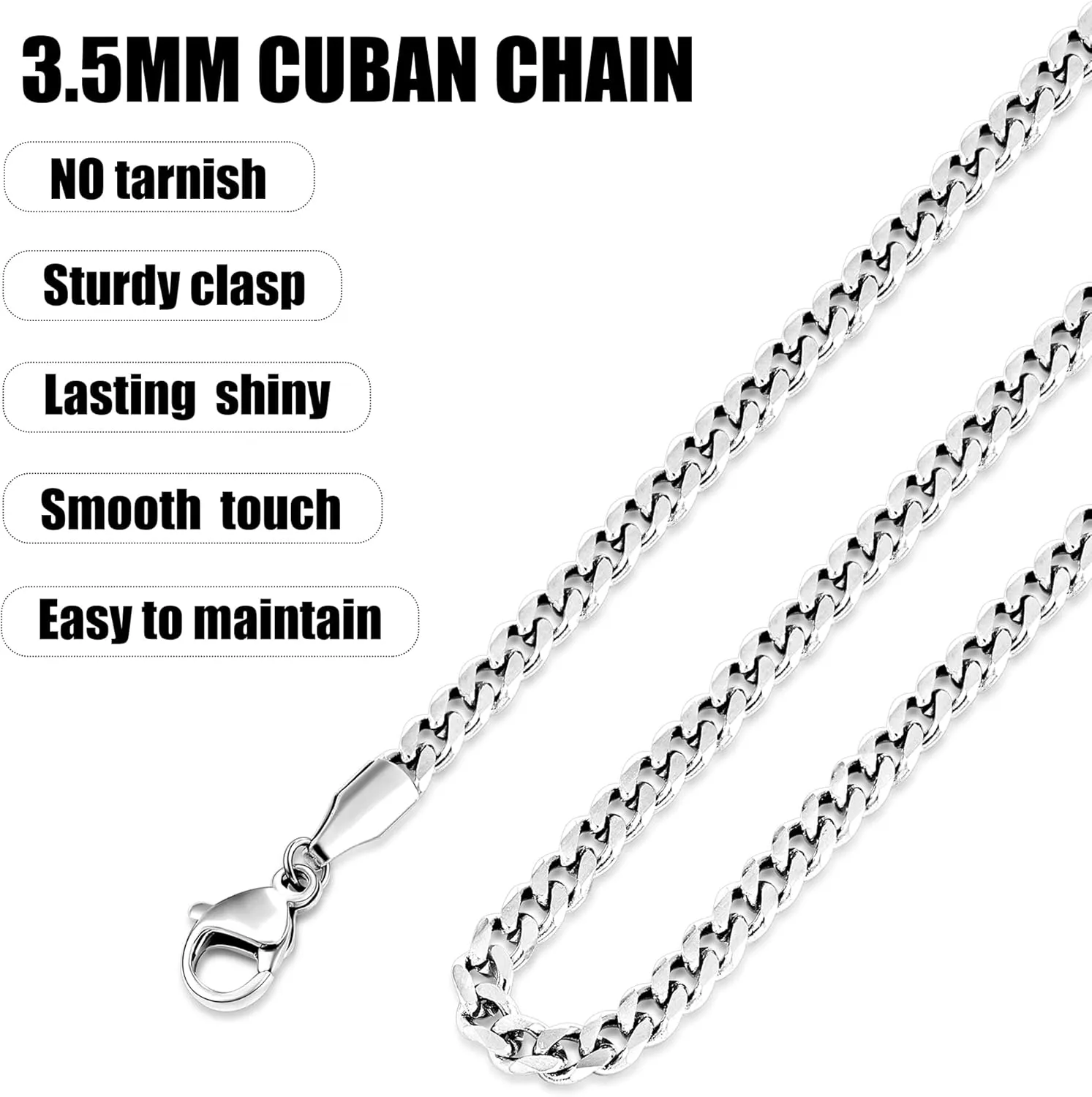 Fiusem Silver Tone/Gold Anklet for Women, 3.5mm Stainless Steel Cuban link Chain Anklets for Women, Women's Anklets 9"/10"/11"