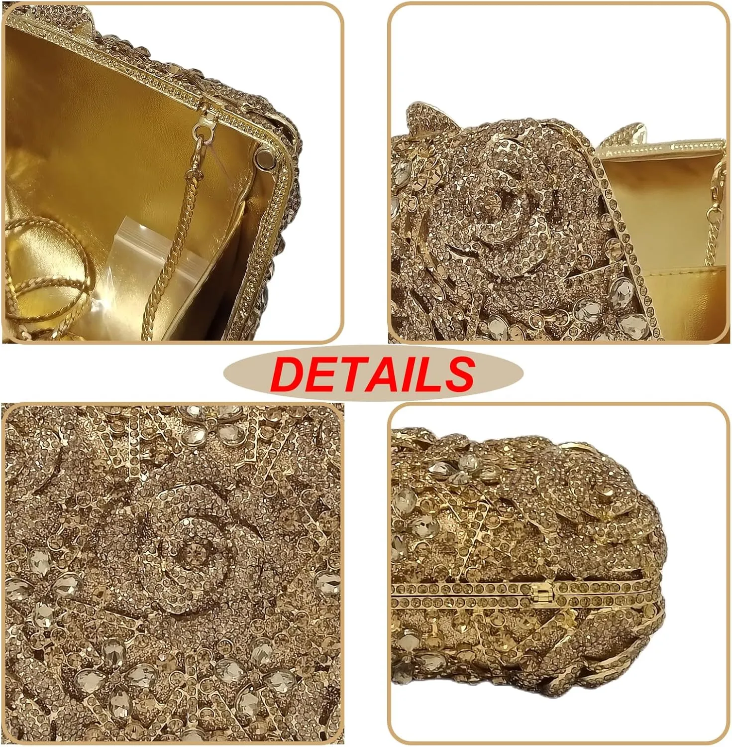 Five Rose Flowers Box Crystal Clutch Elegant Formal Wedding Bridal Evening Bags for Women Rhinestone Handbags Purse