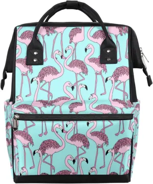 Flamingoes Patterns Diaper Bag Tote Large Capacity Waterproof with Adjustable Shoulder Strap and Pram Straps Mommy Bag for Hospital Beach Weekender Travel