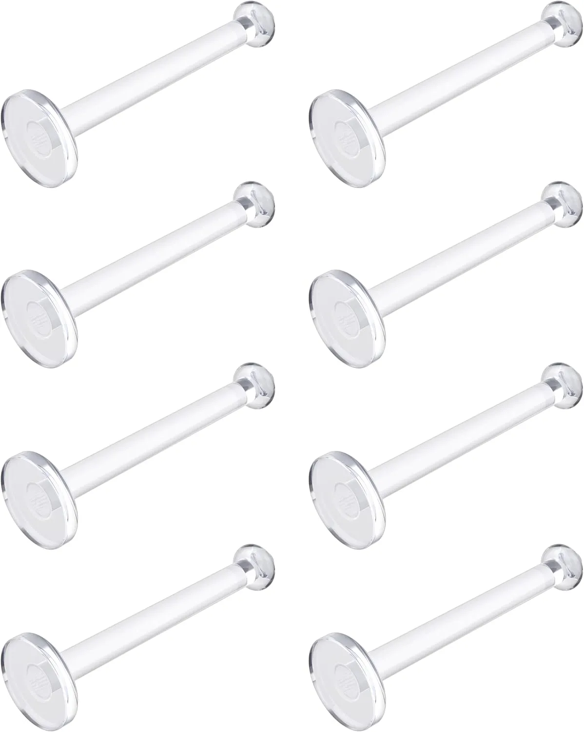 Flat Clear Tongue Ring For Work, Surgery - 14g Hypoallergenic Flat Tongue Rings For Women - 16mm (5/8) Flexible Straight Barbell Bioflex Plastic Tongue Rings Piercing Retainer Jewelry Spacers (8pcs)