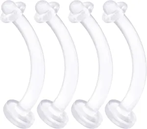 Flexible Acrylic Clear Belly Button Ring Retainer 14 Gauge Navel Bar Earrings Piercing Jewelry See More Sizes