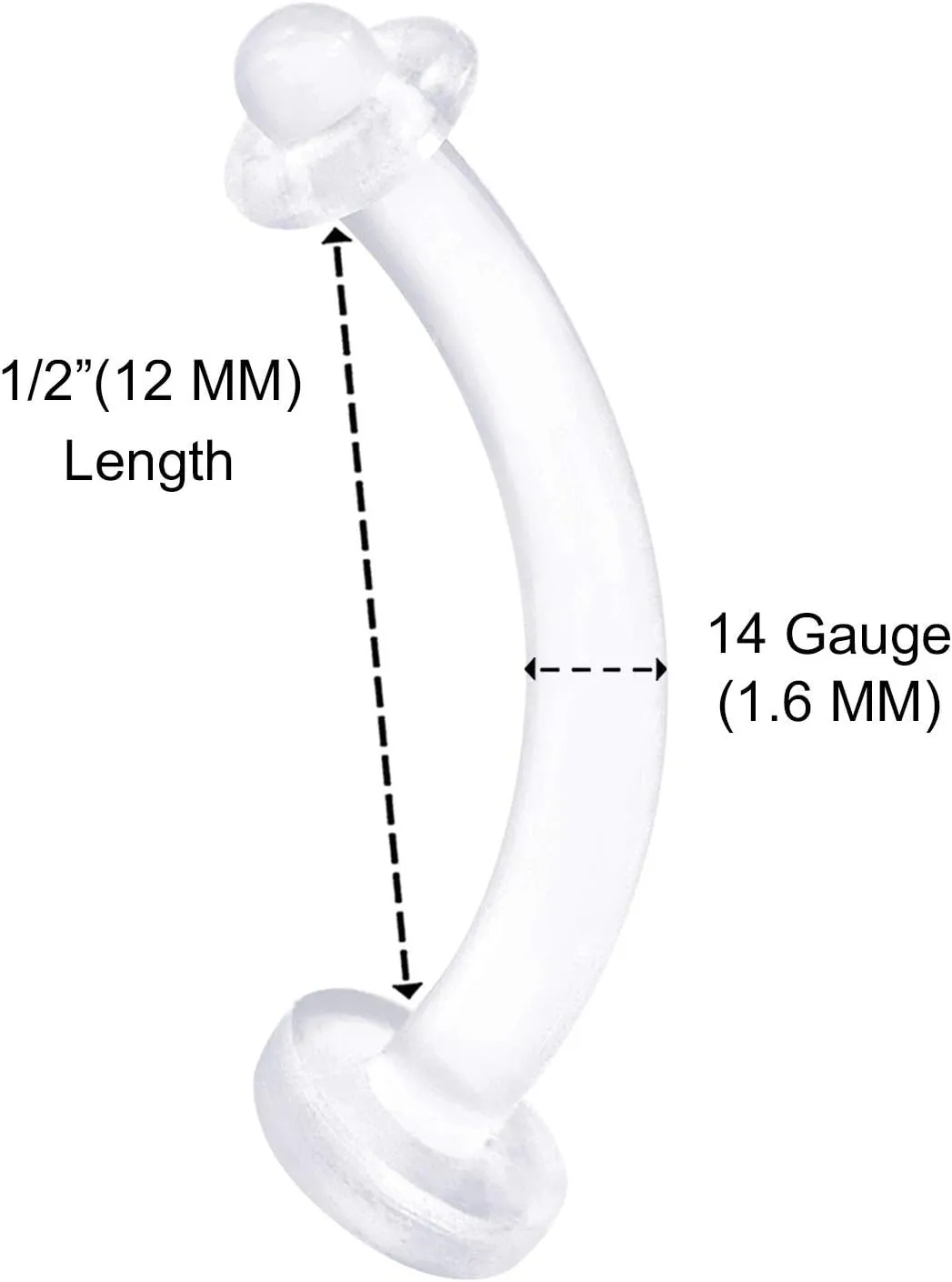 Flexible Acrylic Clear Belly Button Ring Retainer 14 Gauge Navel Bar Earrings Piercing Jewelry See More Sizes