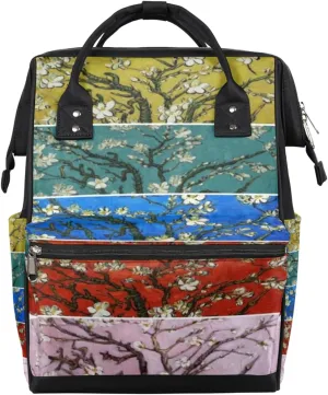 Four Color Flower Diaper Bag Tote Large Capacity Waterproof with Adjustable Shoulder Strap and Pram Straps Mommy Bag for Hospital Beach Weekender Travel