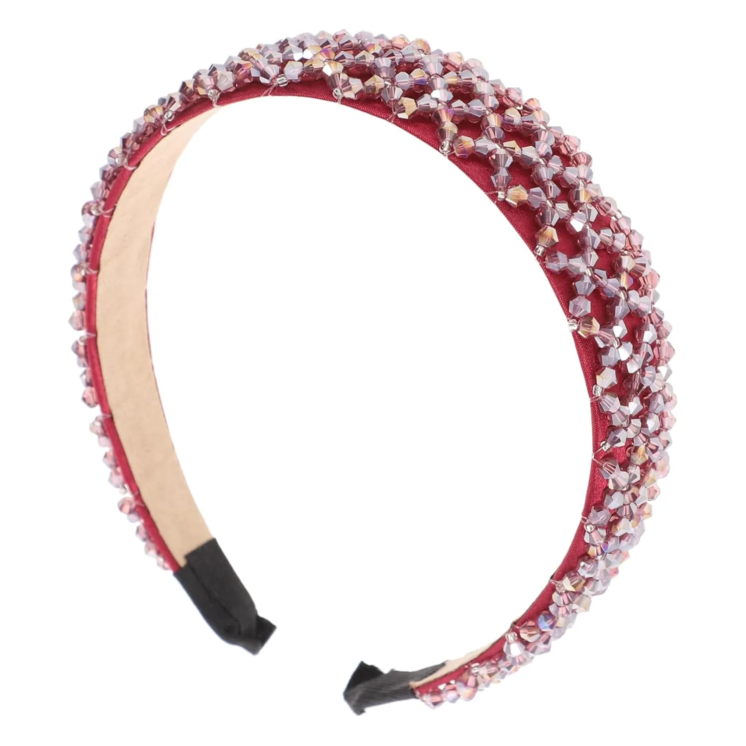 FRCOLOR Red Beaded Headband for Women Crystal Hair Hoop Fashion Headband Hair Jewelry
