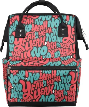 Funny Letters Doodles Diaper Bag Tote Large Capacity Waterproof with Adjustable Shoulder Strap and Pram Straps Mommy Bag for Hospital Beach Weekender Travel