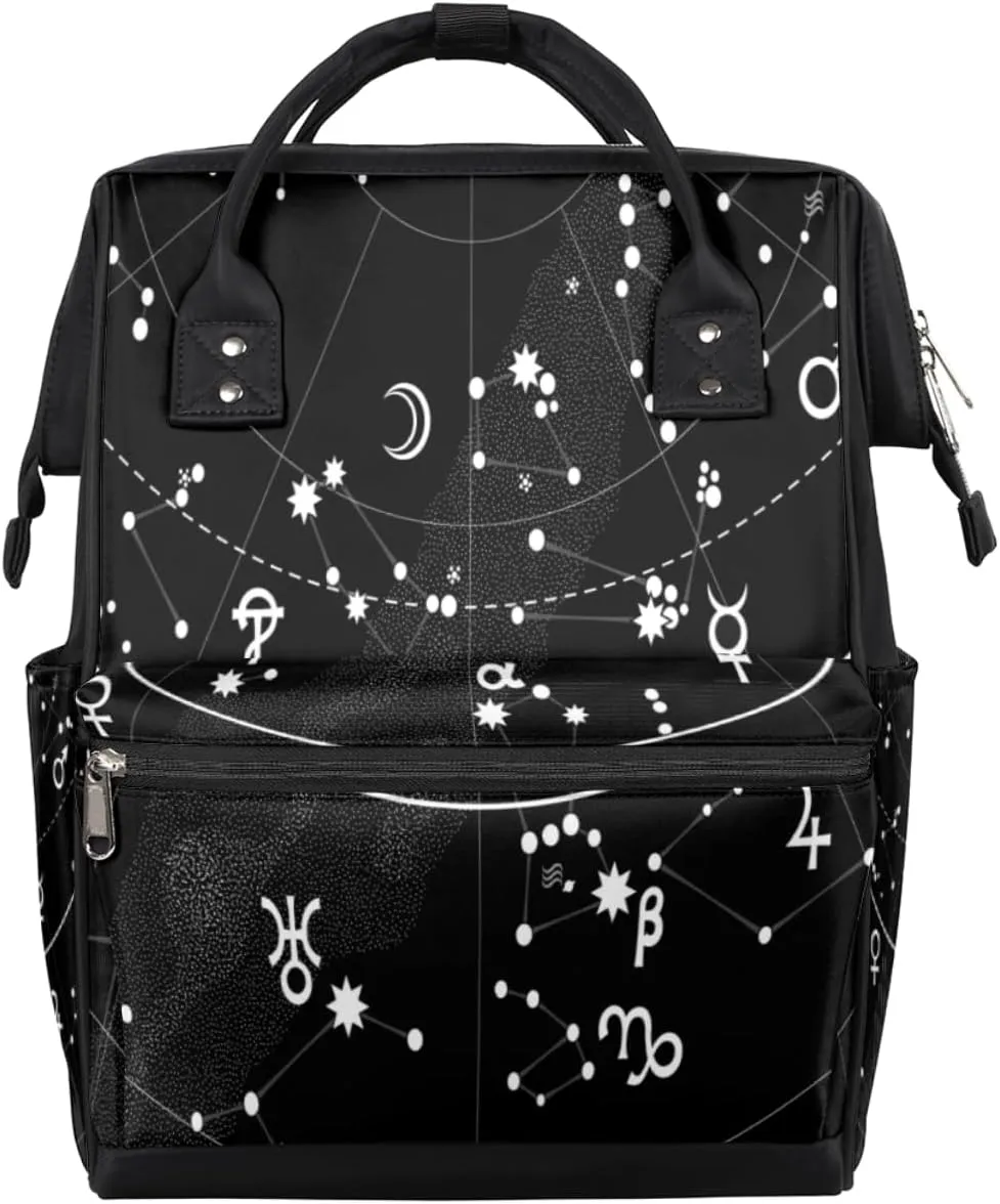 Galaxy Constellation Diaper Bag Tote Large Capacity Waterproof with Adjustable Shoulder Strap and Pram Straps Mommy Bag for Hospital Beach Weekender Travel