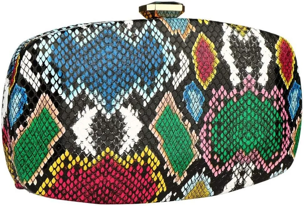 Gets Multicolor Snakeskin Purse for Women Box Evening Bag Green Snakeskin Clutch Handbag Party Wedding
