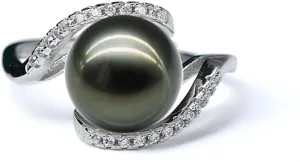 Gifts for Wife Anniversary tahitian black Pearl rings for Women- Gifts for Mom Girlfriend Her - Birthday Christmas day gifts Mothers Day gifts Valentine's Day gifts for her Jewelry Gifts