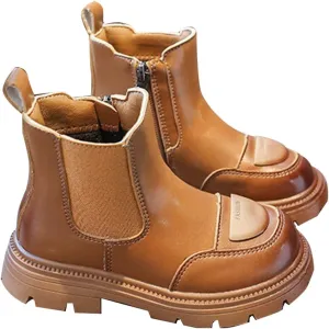 Girl Boots Kids Ankle Boots Chunky Low Heel Booties Western Walking Shoes Combat Ankle Work Boots with Zipper