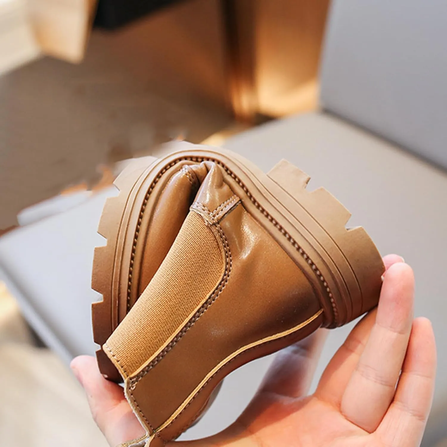 Girl Boots Kids Ankle Boots Chunky Low Heel Booties Western Walking Shoes Combat Ankle Work Boots with Zipper