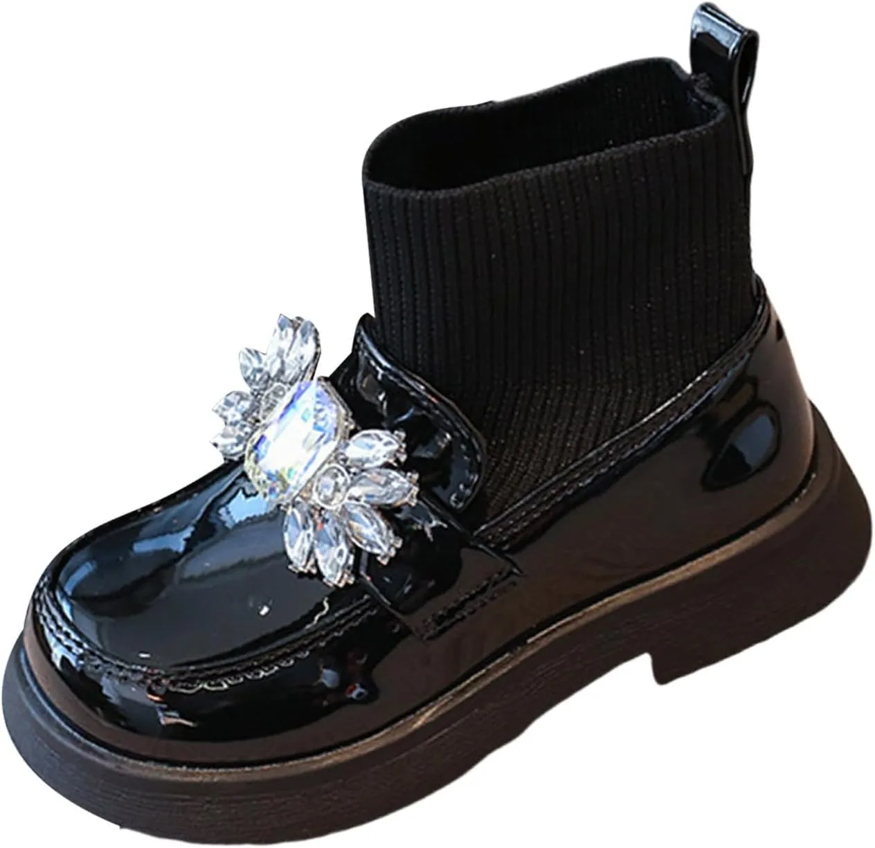 Girls hinestone Mary Jane Boot Jewelry Decoration rystal Sock Shoes Wedding Pary Soft Leather Dress Shoes