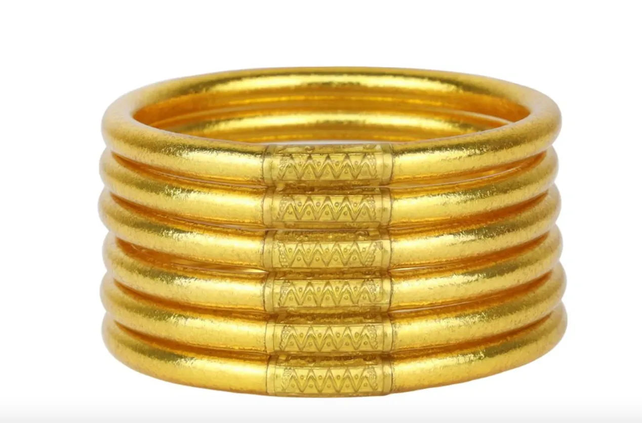 Gold All Weather Bangles (Set of 6) - Serenity Prayer MEDIUM