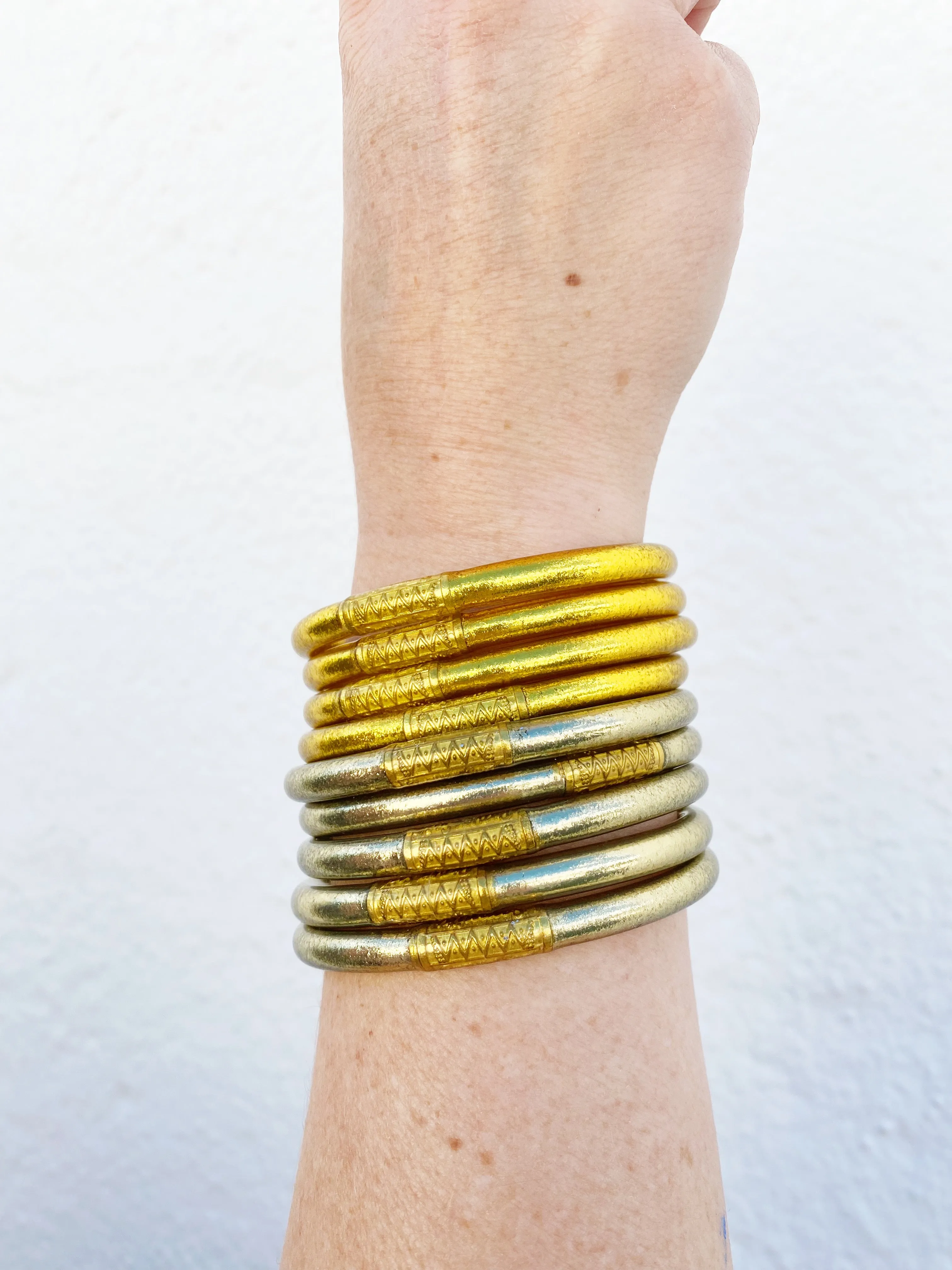 Gold All Weather Bangles (Set of 6) - Serenity Prayer MEDIUM