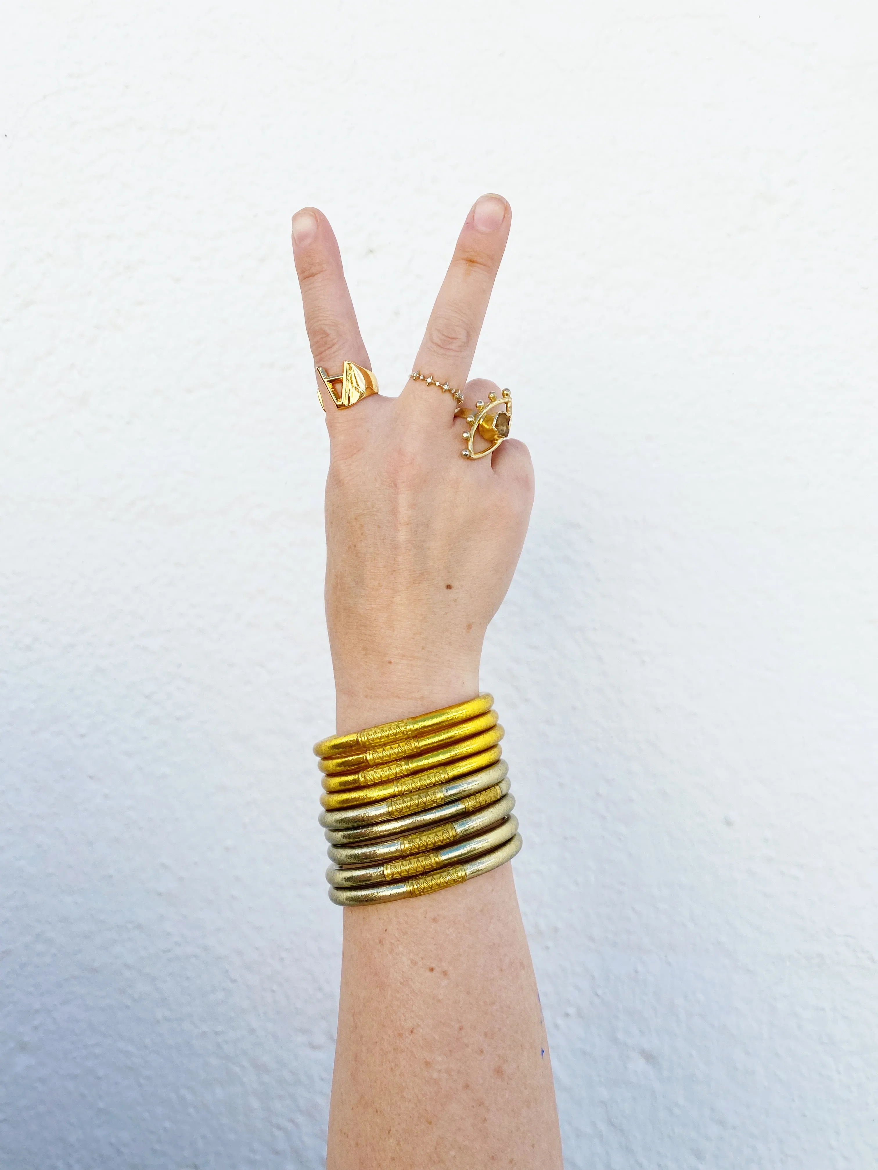 Gold All Weather Bangles (Set of 6) - Serenity Prayer MEDIUM