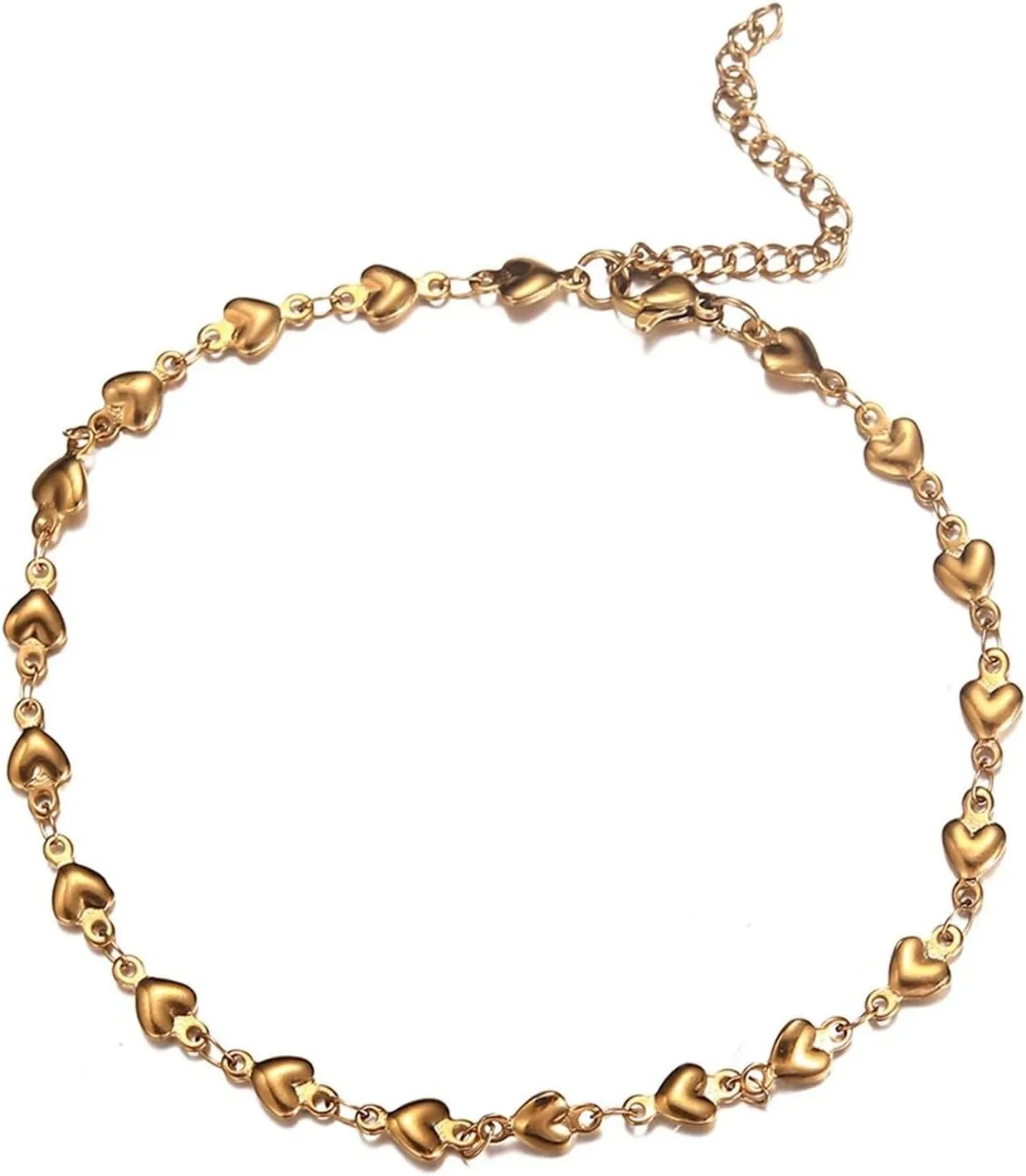 Gold Anklets for Women,Anklet Bracelets Heart Women's Anklets 11.81 inches Women Anklets Stainless Steel