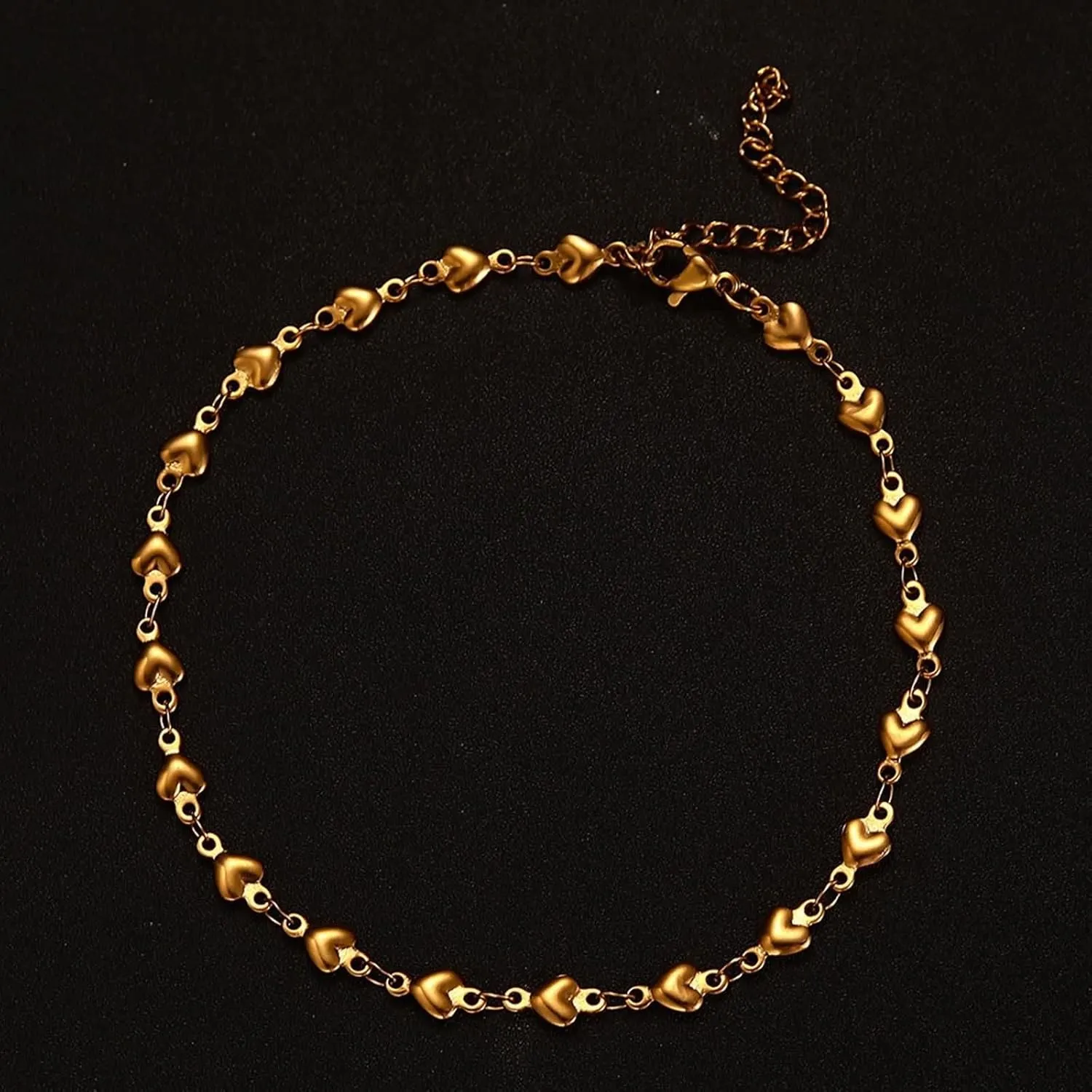 Gold Anklets for Women,Anklet Bracelets Heart Women's Anklets 11.81 inches Women Anklets Stainless Steel
