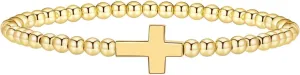 Gold Bracelets for Women 14K Gold Beaded Bracelets Stackable Bracelets for Women Gold Charm Bracelet Non Tarnish Gold Jewelry for Women Trendy