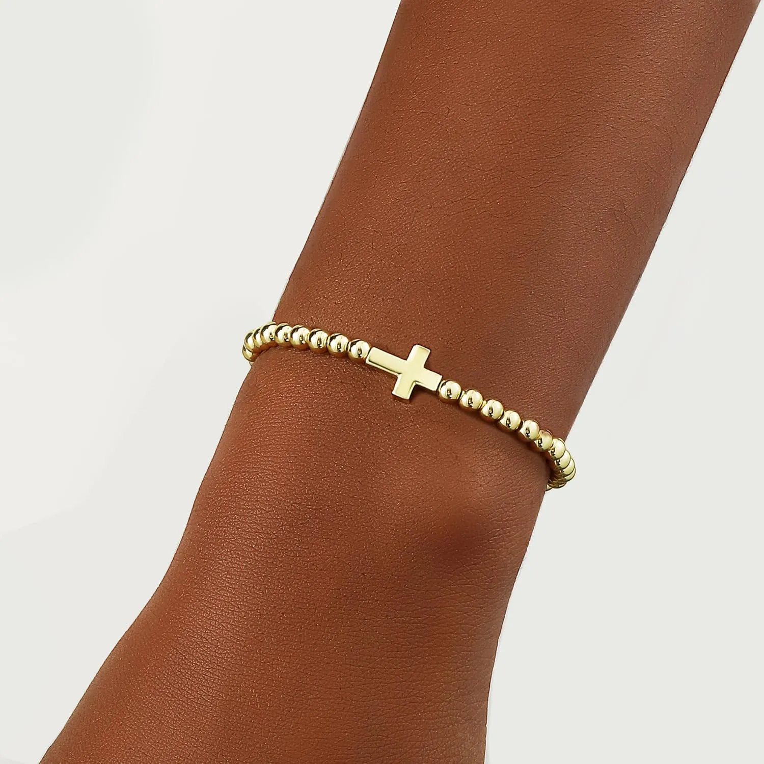 Gold Bracelets for Women 14K Gold Beaded Bracelets Stackable Bracelets for Women Gold Charm Bracelet Non Tarnish Gold Jewelry for Women Trendy
