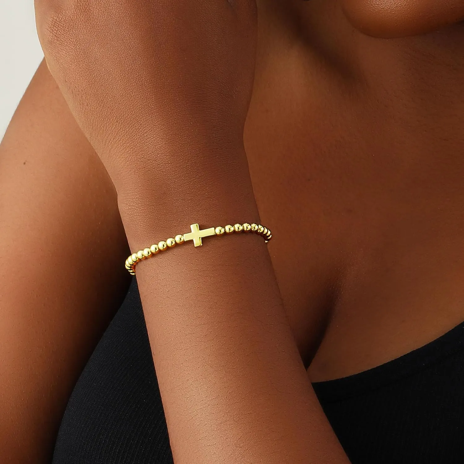 Gold Bracelets for Women 14K Gold Beaded Bracelets Stackable Bracelets for Women Gold Charm Bracelet Non Tarnish Gold Jewelry for Women Trendy