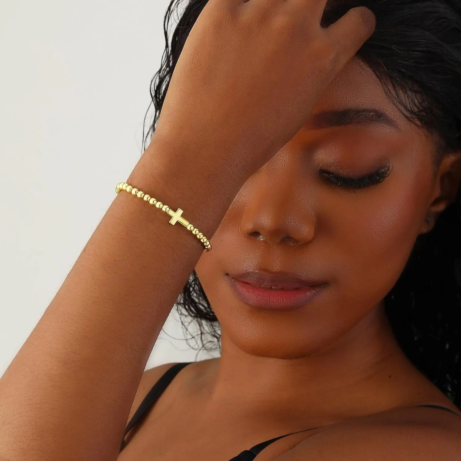 Gold Bracelets for Women 14K Gold Beaded Bracelets Stackable Bracelets for Women Gold Charm Bracelet Non Tarnish Gold Jewelry for Women Trendy
