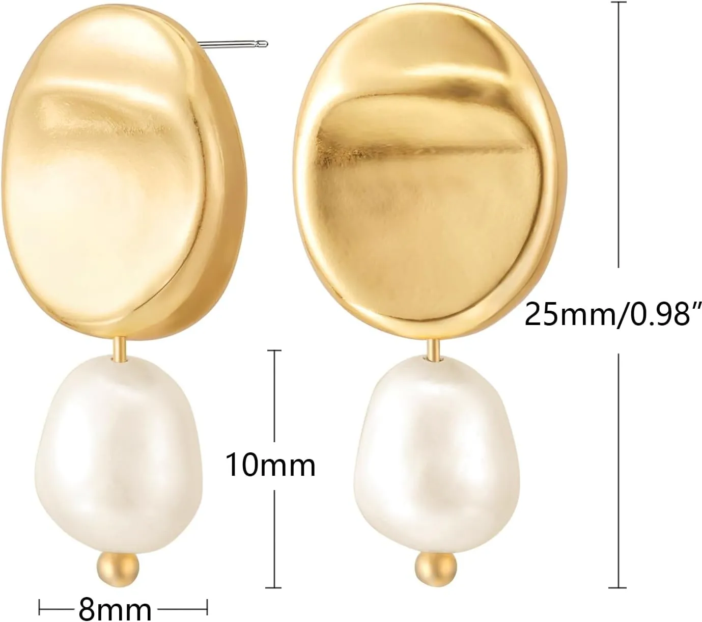 Gold Earrings 14k Gold Plated Hoop Earrings Dainty Pearl hoop Disc Coin Bead Starfish Teardrop Circle Dangle Drop Earrings for Women Hypoallergenic Jewelry Gifts