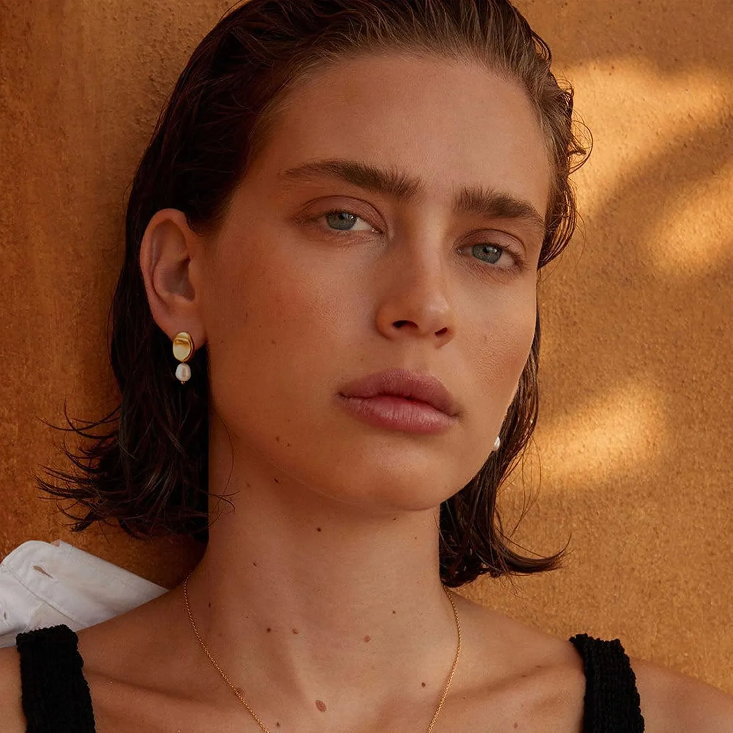 Gold Earrings 14k Gold Plated Hoop Earrings Dainty Pearl hoop Disc Coin Bead Starfish Teardrop Circle Dangle Drop Earrings for Women Hypoallergenic Jewelry Gifts