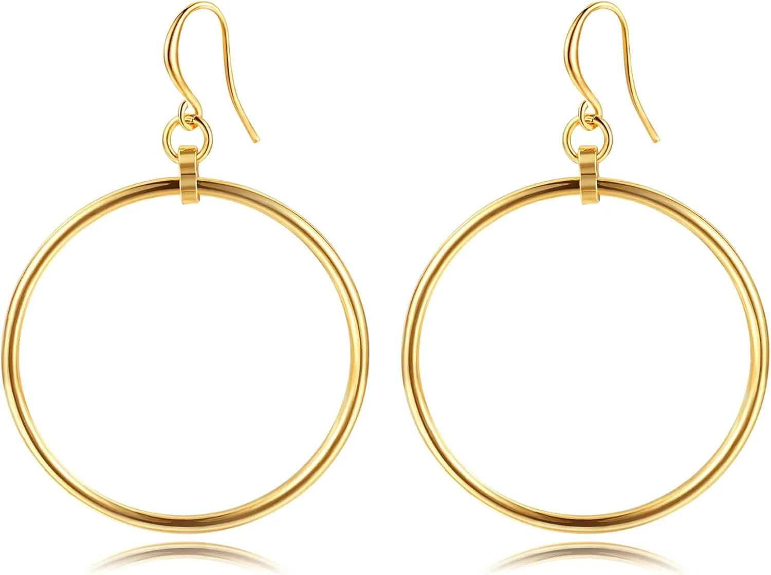 Gold Earrings for Women 14k Gold Plated Threaded Pearl Drop Earrings Hypoallergenic Dainty Baroque Pearl Geometric Rectangle Waterdrop Dangle Statement Earrings for Women Trendy