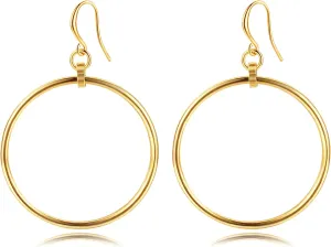 Gold Earrings for Women 14k Gold Plated Threaded Pearl Drop Earrings Hypoallergenic Dainty Baroque Pearl Geometric Rectangle Waterdrop Dangle Statement Earrings for Women Trendy