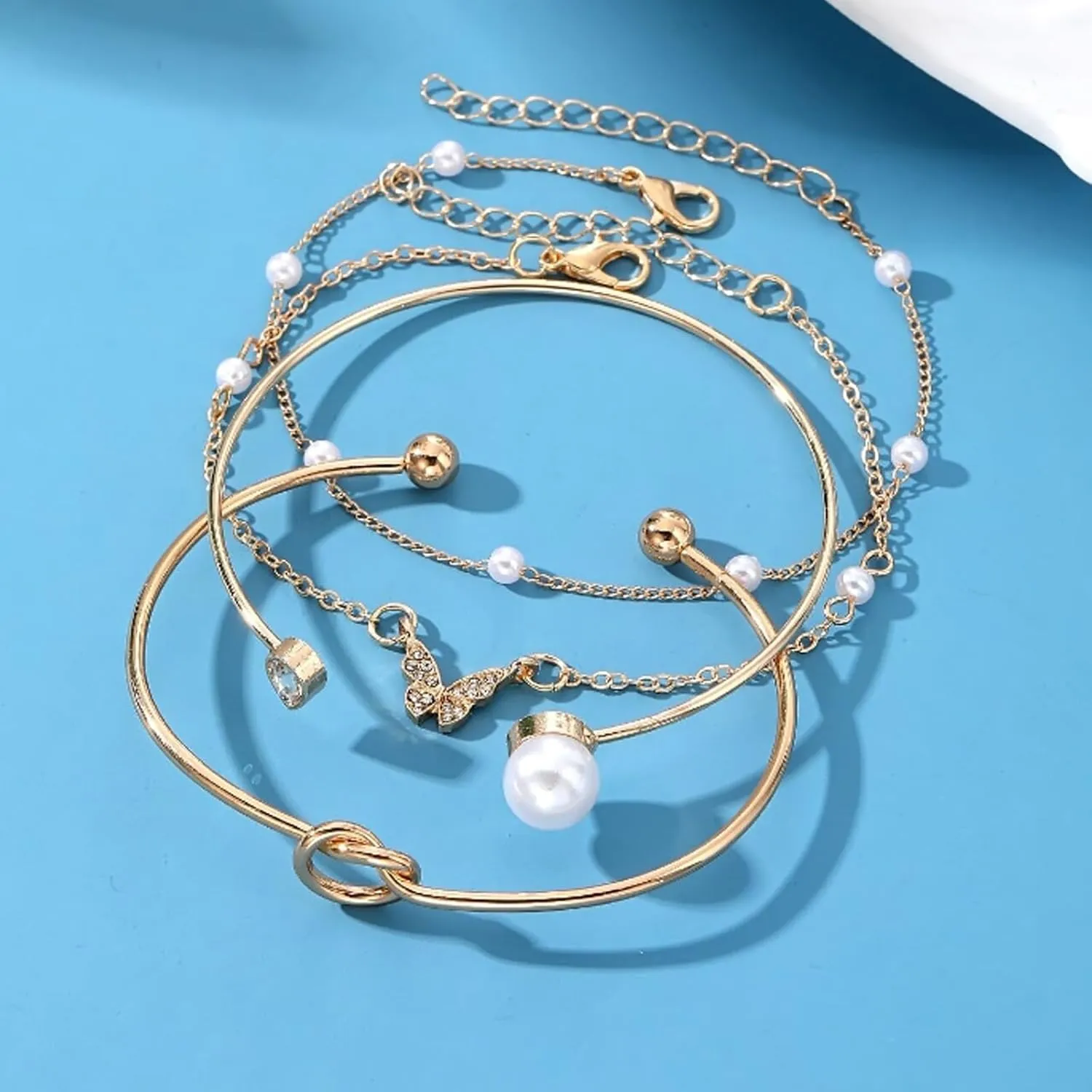 Gold Stack Bracelets Stackable Bracelets for Women Silver Bracelet Stack Non Tarnish Cuff Bangle Bracelets for Women Trendy Jewelry Gifts Accessories Stocking Stuffers