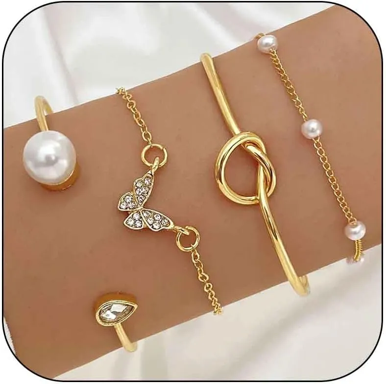 Gold Stack Bracelets Stackable Bracelets for Women Silver Bracelet Stack Non Tarnish Cuff Bangle Bracelets for Women Trendy Jewelry Gifts Accessories Stocking Stuffers