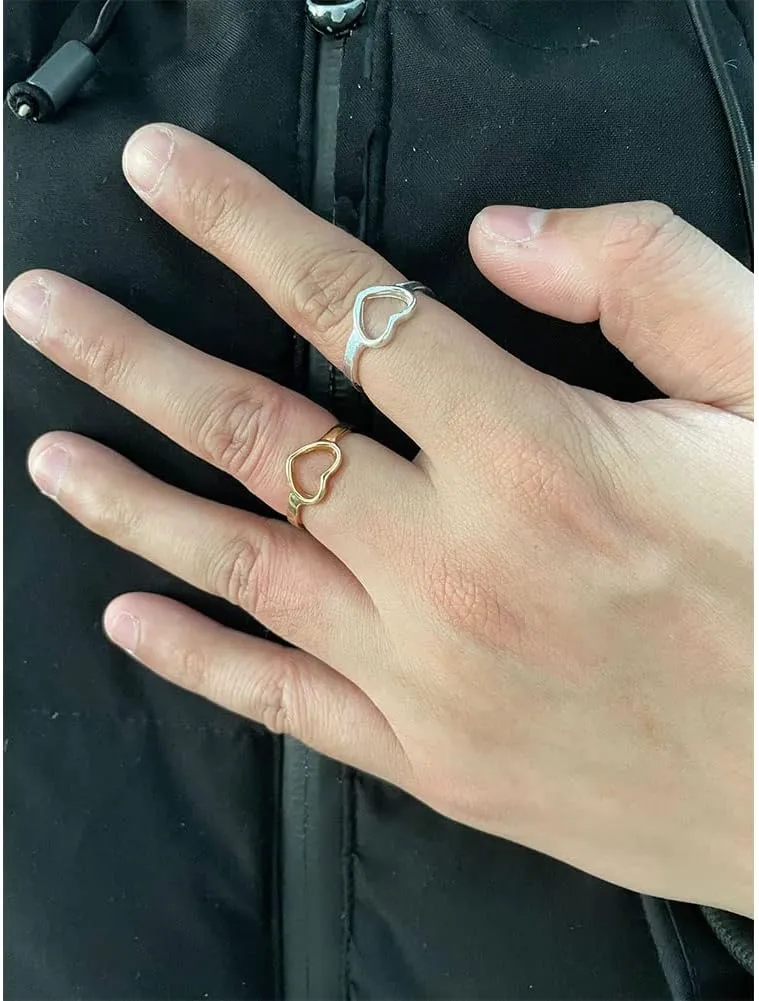Gold Stackable Rings for Women Gold Silver Knuckle Rings Set Trendy Cute Open Stacking Finger Rings Pack Summer Beach Stuff Jewelry