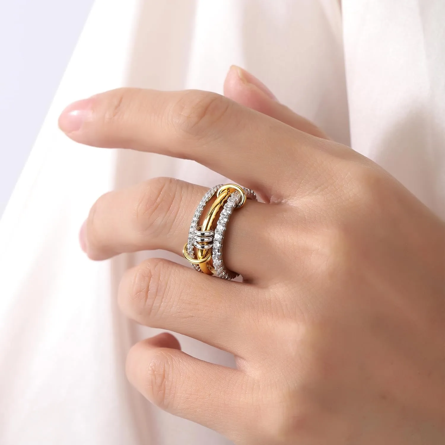 Gold Stackable Rings for Women Non Tarnish, Dainty Stackable 18k Gold Plated CZ Cubic Zirconia Rings, Gold Knuckle Women Rings Set
