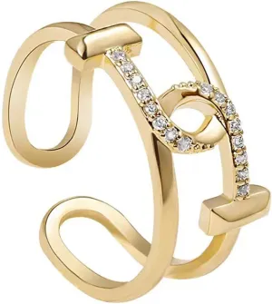 Gold Statement Rings for Women 14k Gold Plated Cubic Zirconia Adjustable Rings Gold Open Rings