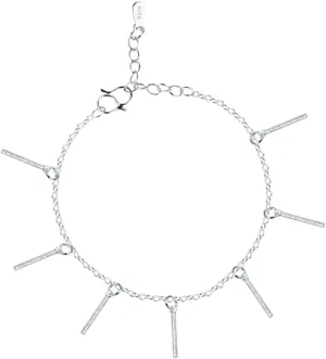 Gualiy Anklets for Women Silver Plated, Anklets Silver for Women with Bars Pendant Womens Anklets Jewelry 25CM