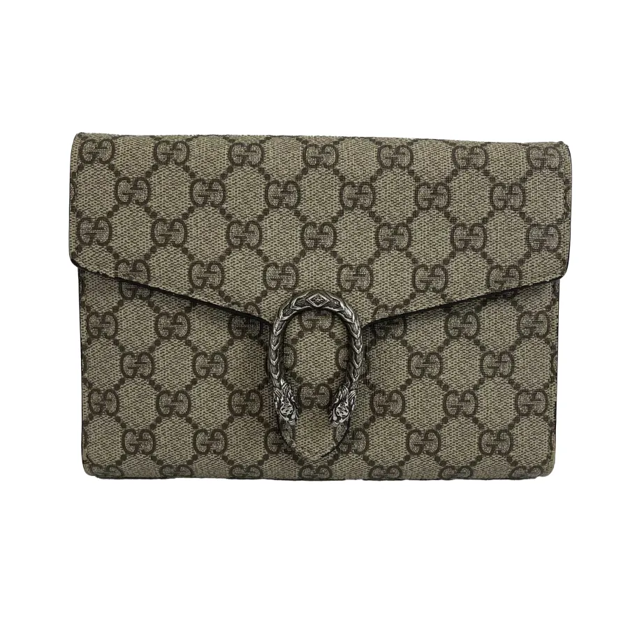 Gucci - Excellent Dionysus GG Canvas Supreme Clutch Crossbody - Beige / Silver