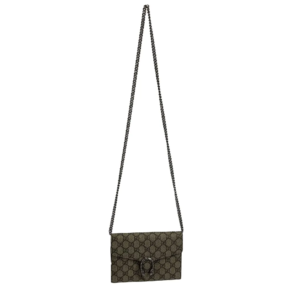 Gucci - Excellent Dionysus GG Canvas Supreme Clutch Crossbody - Beige / Silver