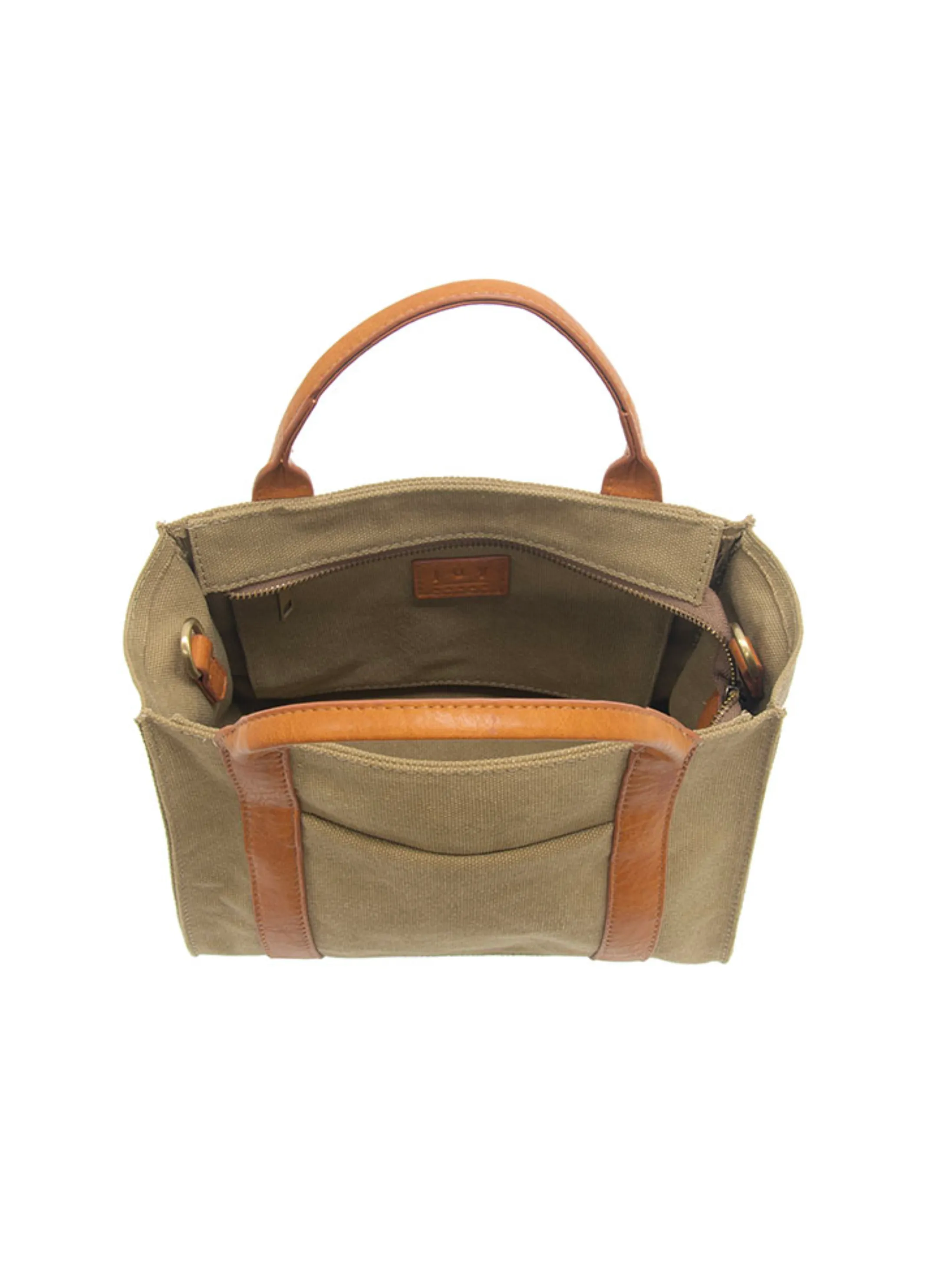 Gwen Striped Canvas Tote [Khaki-L8169]