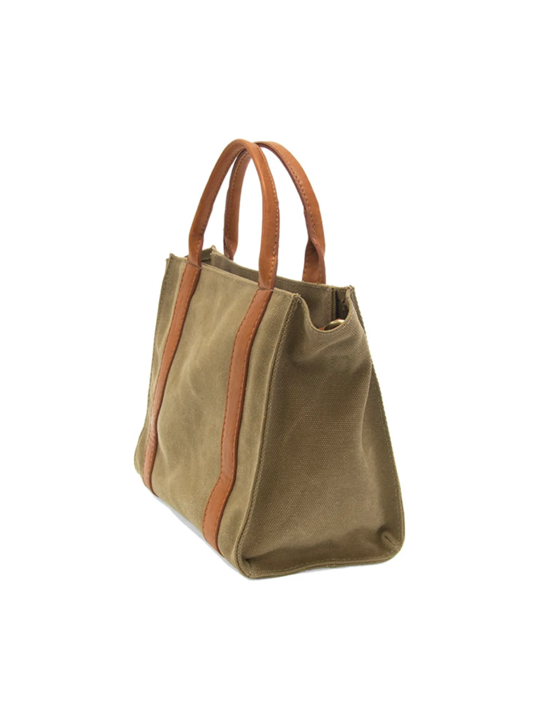 Gwen Striped Canvas Tote [Khaki-L8169]