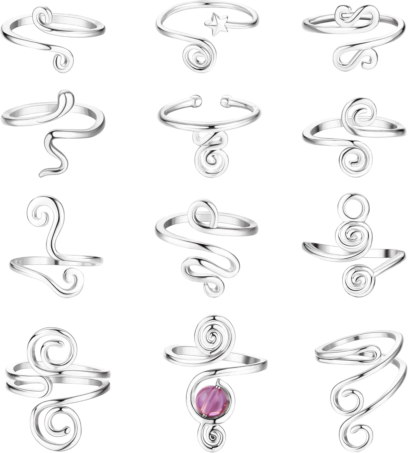 HAIAISO 12PCS Adjustable Toe Rings for Women Gold Silver Open African Toe Rings Summer Beach Foot Jewelry Set