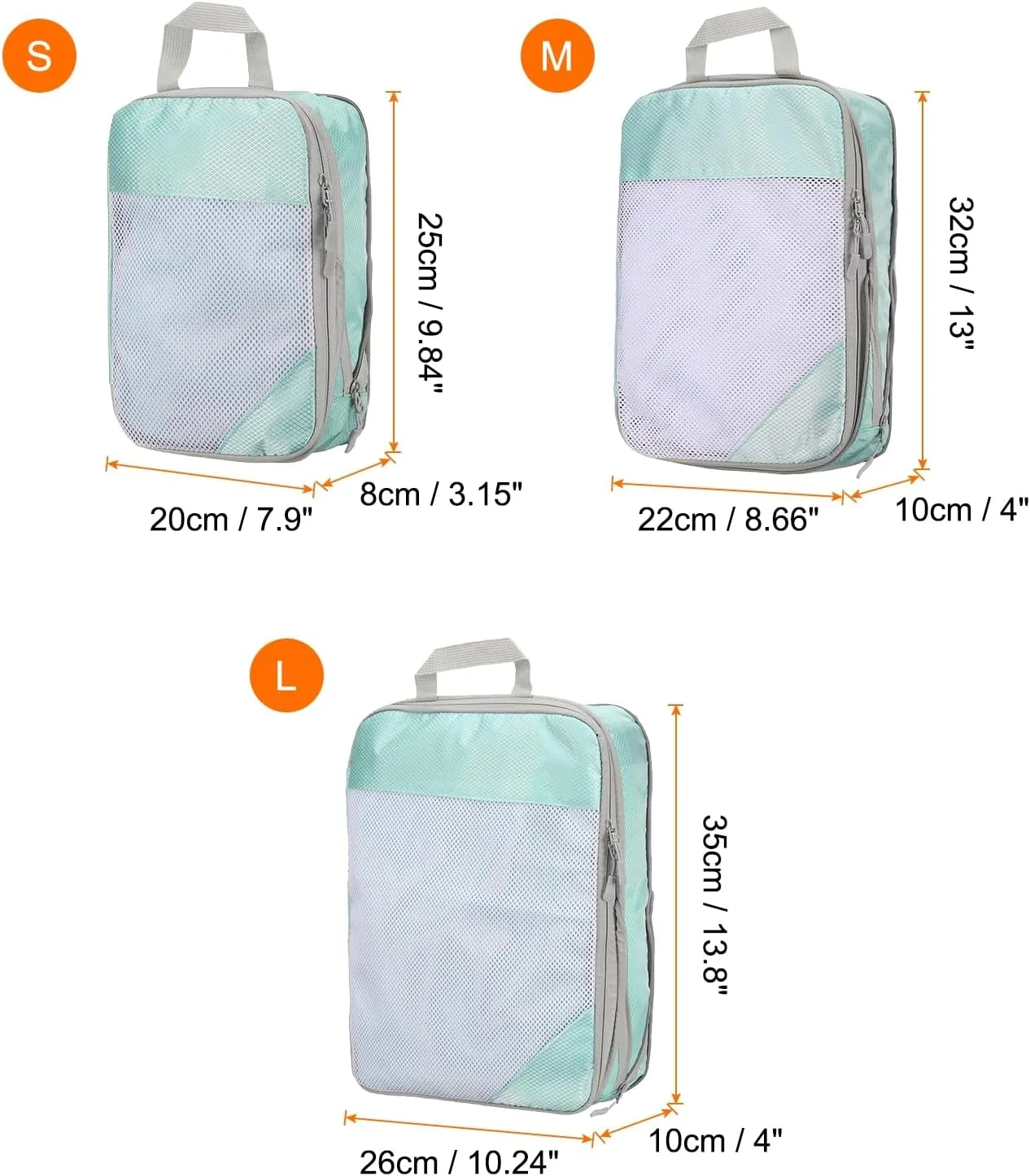 HARFINGTON 3pcs Compression Packing Cube for Suitcases Lightweight Luggage Organizers Bag Expandable Storage Travel Essentials Compression Bags for Carry on Suitcases, Blue