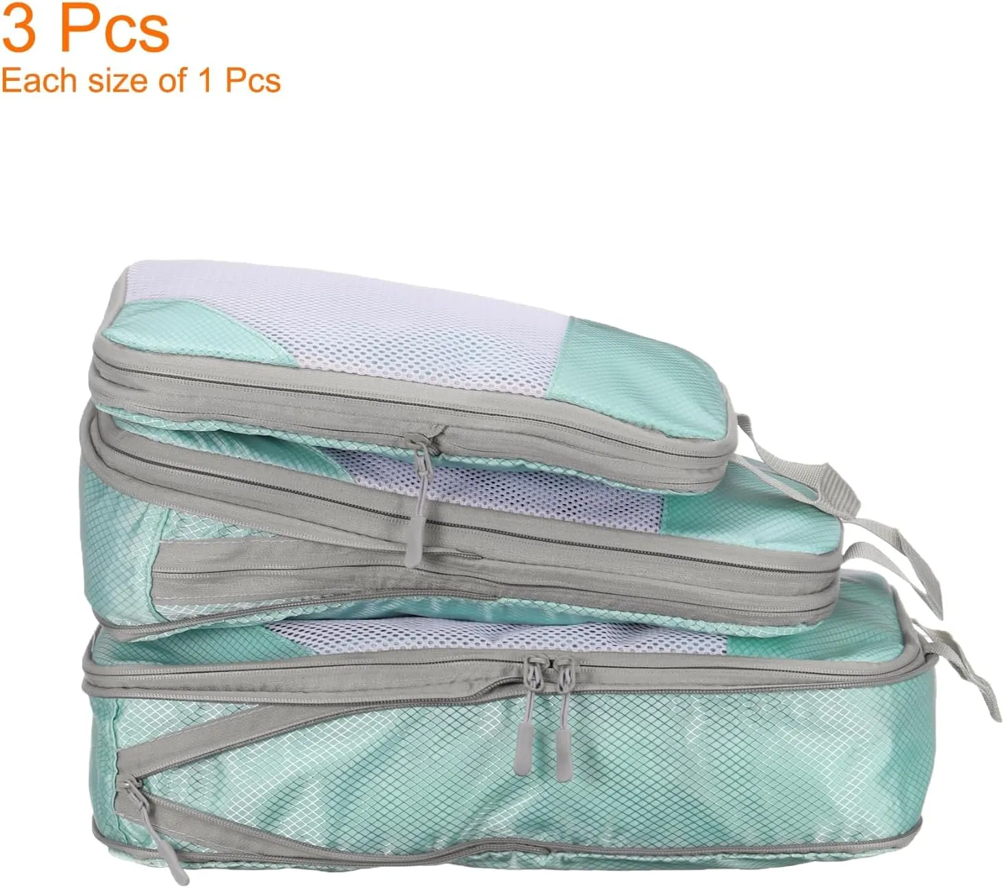 HARFINGTON 3pcs Compression Packing Cube for Suitcases Lightweight Luggage Organizers Bag Expandable Storage Travel Essentials Compression Bags for Carry on Suitcases, Blue