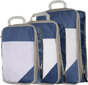 HARFINGTON 3pcs Compression Packing Cube for Suitcases Lightweight Luggage Organizers Bag Travel Essentials Compression Bags for Carry on Suitcases, Navy Blue