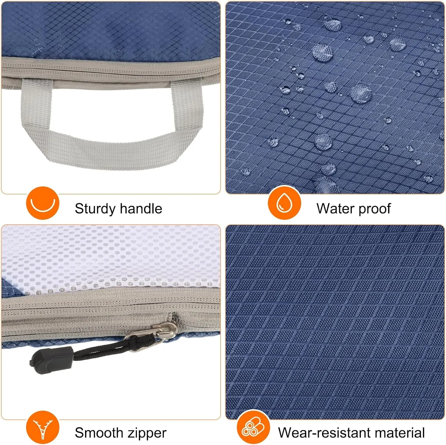 HARFINGTON 3pcs Compression Packing Cube for Suitcases Lightweight Luggage Organizers Bag Travel Essentials Compression Bags for Carry on Suitcases, Navy Blue