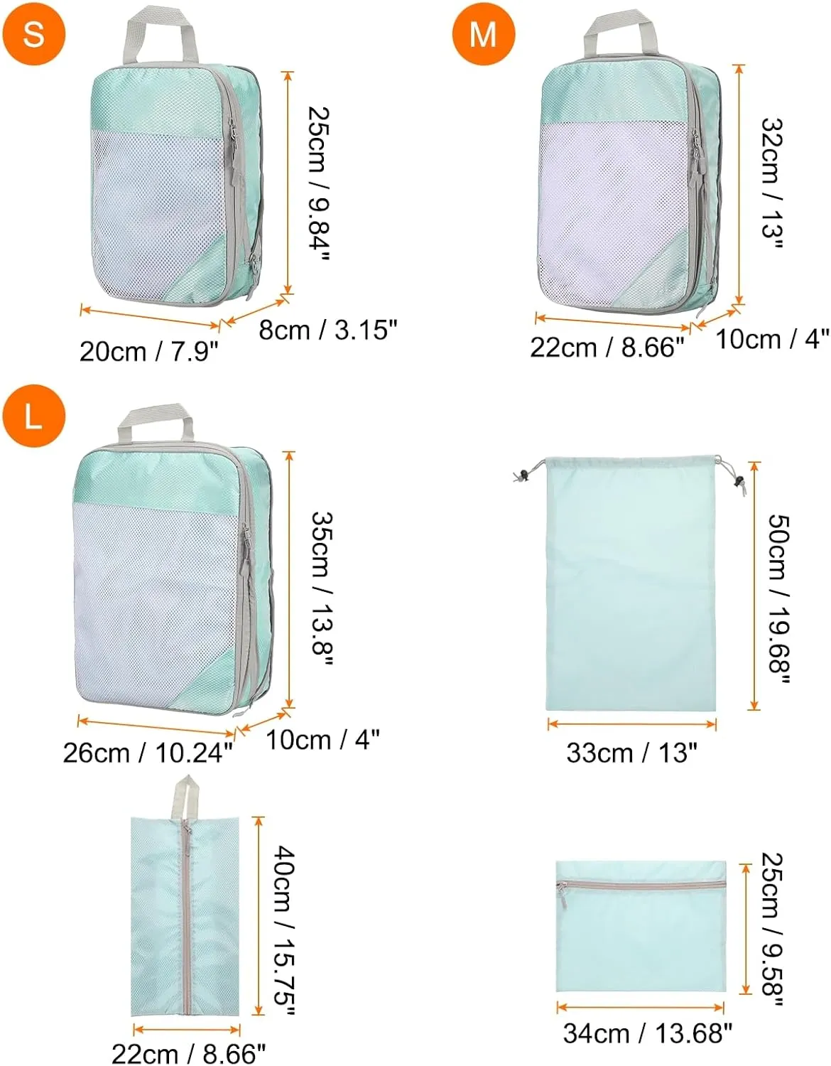 HARFINGTON 6pcs Compression Packing Cube for Suitcases Lightweight Luggage Organizers Bag Expandable Storage Travel Essentials Compression Bags for Carry on Suitcases, Blue