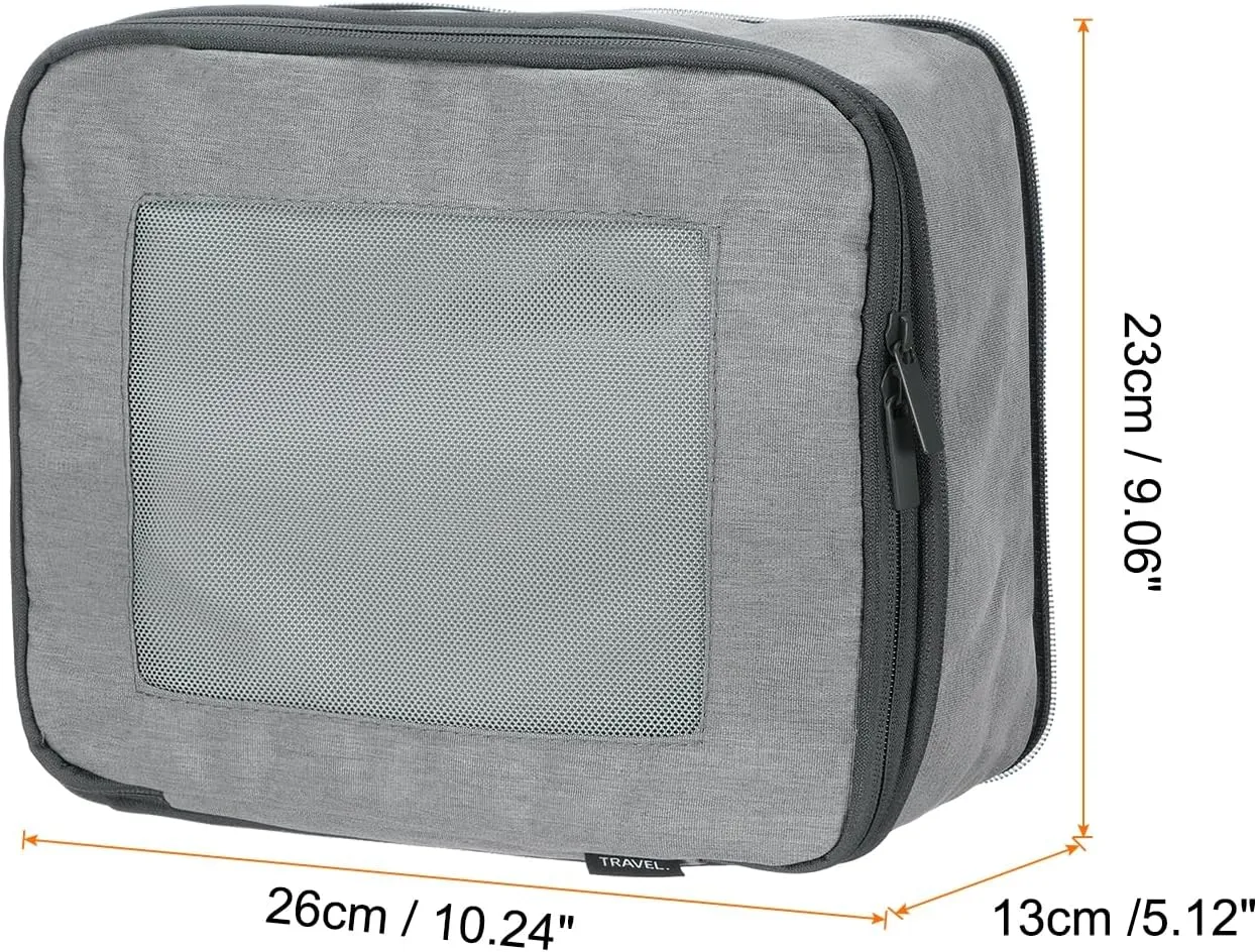 HARFINGTON Compression Packing Cube for Suitcases 26x23x13cm Lightweight Luggage Organizers Bag Travel Essentials Compression Bags for Carry on Suitcases, Grey