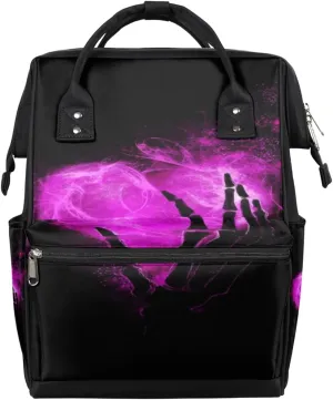 Heart Hand Bone Diaper Bag Tote Large Capacity Waterproof with Adjustable Shoulder Strap and Pram Straps Mommy Bag for Hospital Beach Weekender Travel