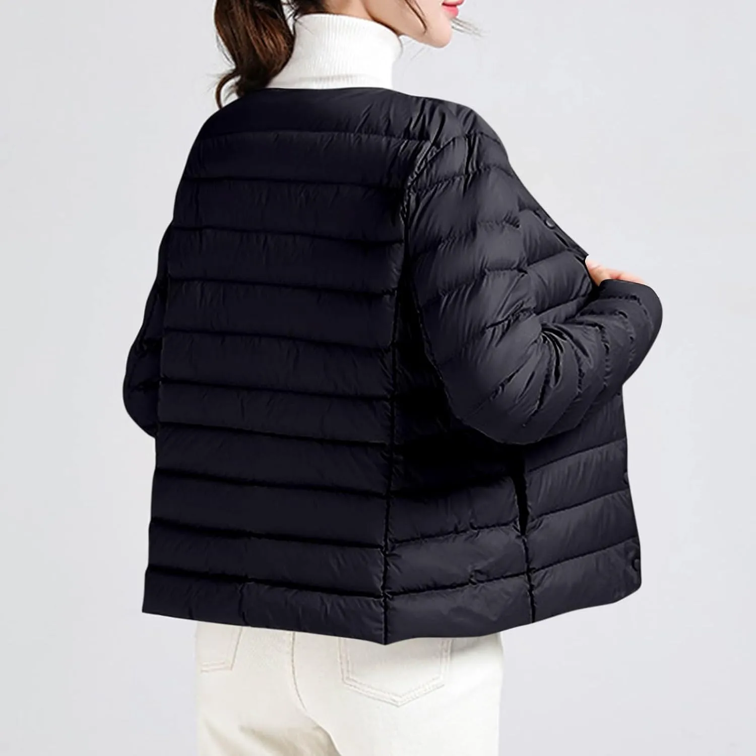 HGps8w Women's Lightweight Winter Quilted Down Jackets Button Down Puffer Coats Padded Warm Outerwear with Pockets