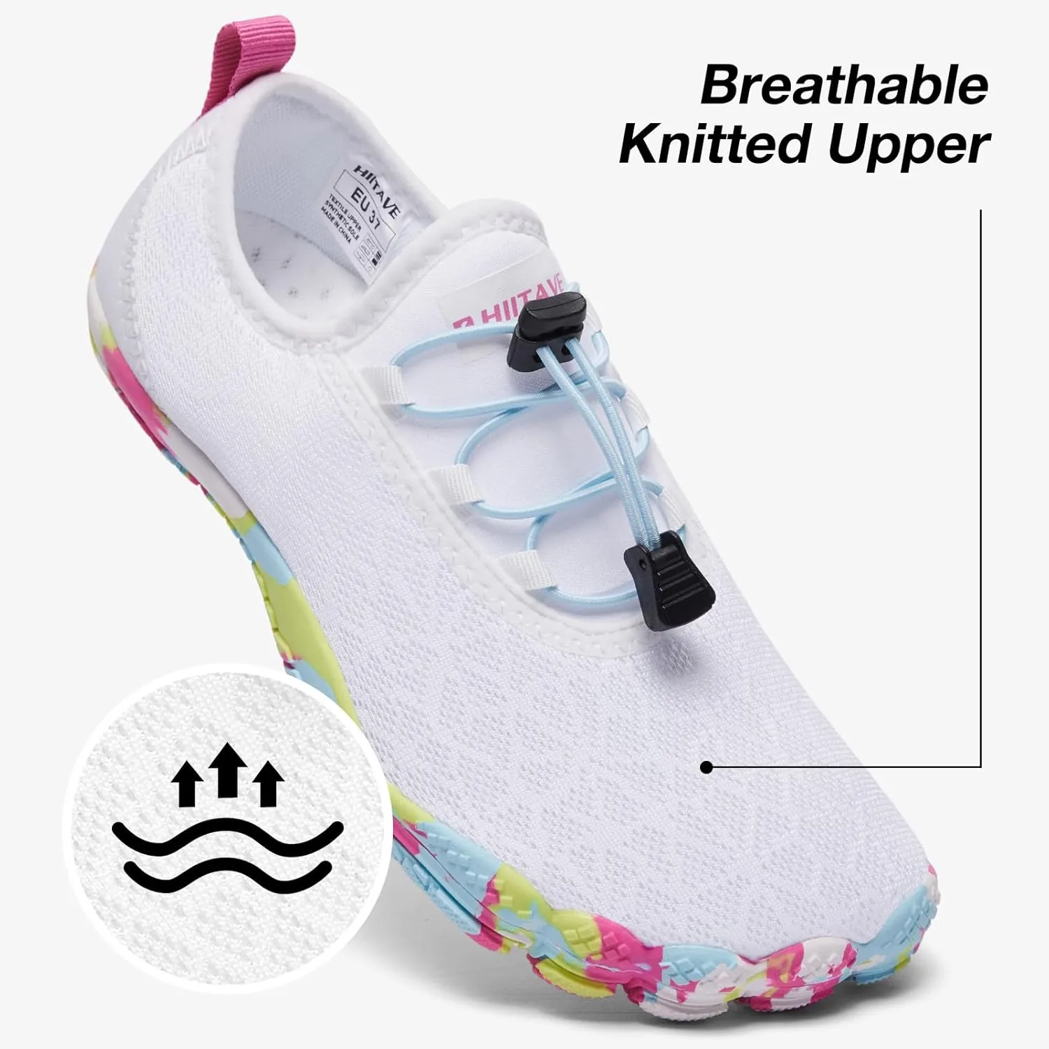 HIITAVE Beach Shoes Women Aqua Shoes Wide Toe Box Water Shoes