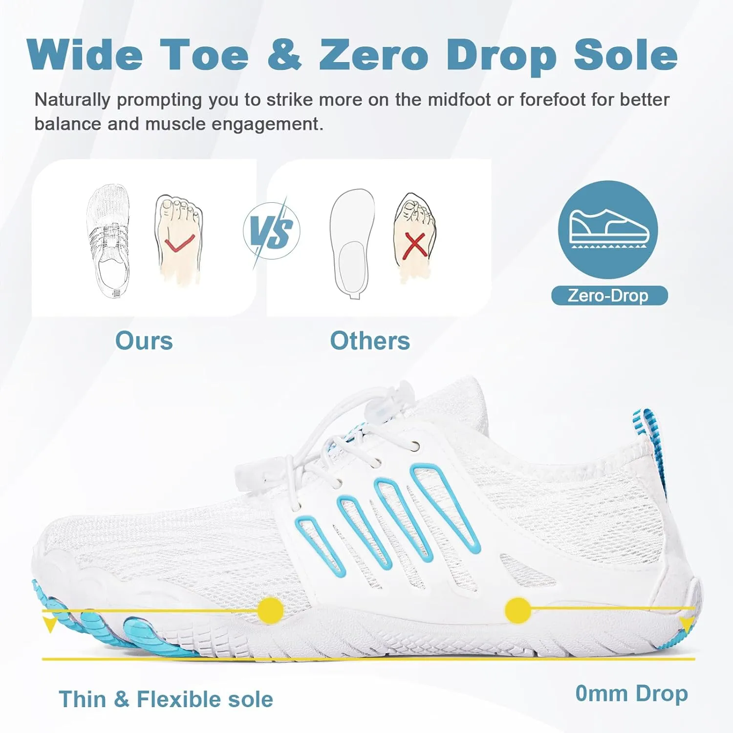 Hike Barefoot Water Shoes for Women Men Hike Lightweight Footwear Quick-Dry Swim Barefoot Shoes Breathable Non-Slip Wide Toe Box for Aqua Fishing River Pool Lake Hiking Kayaking Surfing