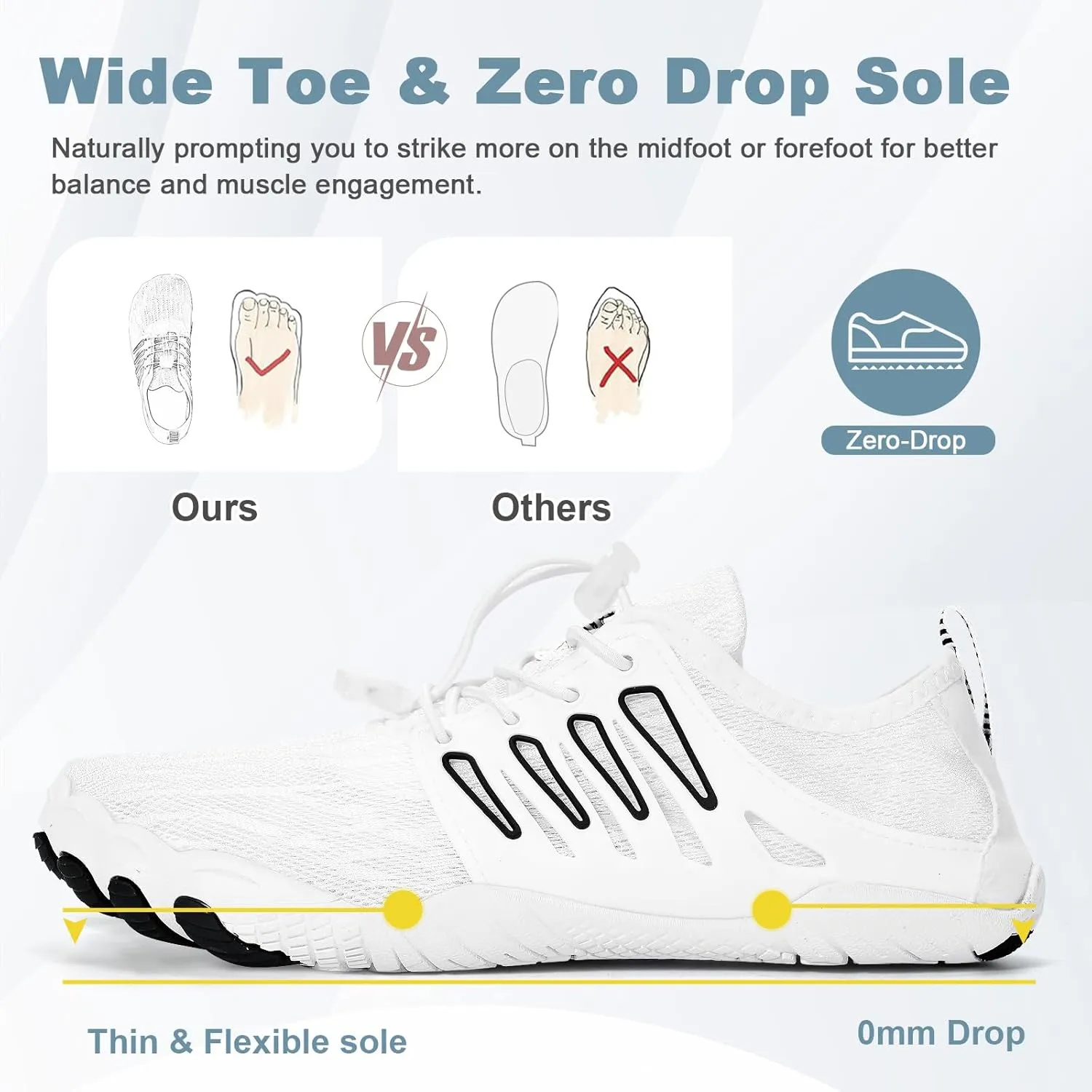 Hike Barefoot Water Shoes for Women Men Hike Lightweight Footwear Quick-Dry Swim Barefoot Shoes Breathable Non-Slip Wide Toe Box for Aqua Fishing River Pool Lake Hiking Kayaking Surfing
